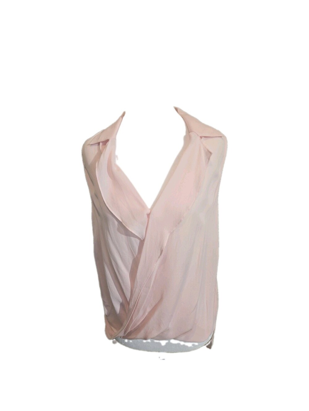 l’agence silk blouse small Sleeveless Lgt Pink High/low Hem Twist Front Collared